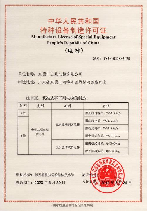 东莞市三星电梯产品检测报告